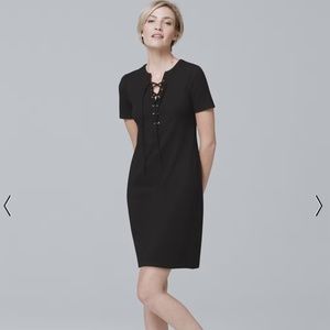 🎉HP‼️ ✅Reduced‼️ EUC💥White House Black Market Lace-up Jersey Shift Dress- Sz Med